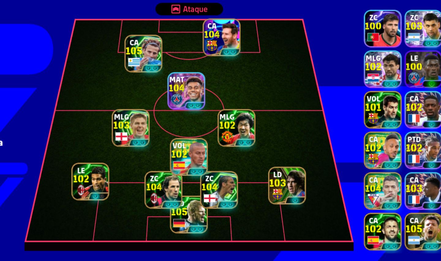 Conta efootball com Messi do Barça e time 3190