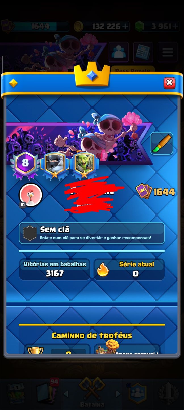 CONTA DE CLASH ROYALE BEM UPADA