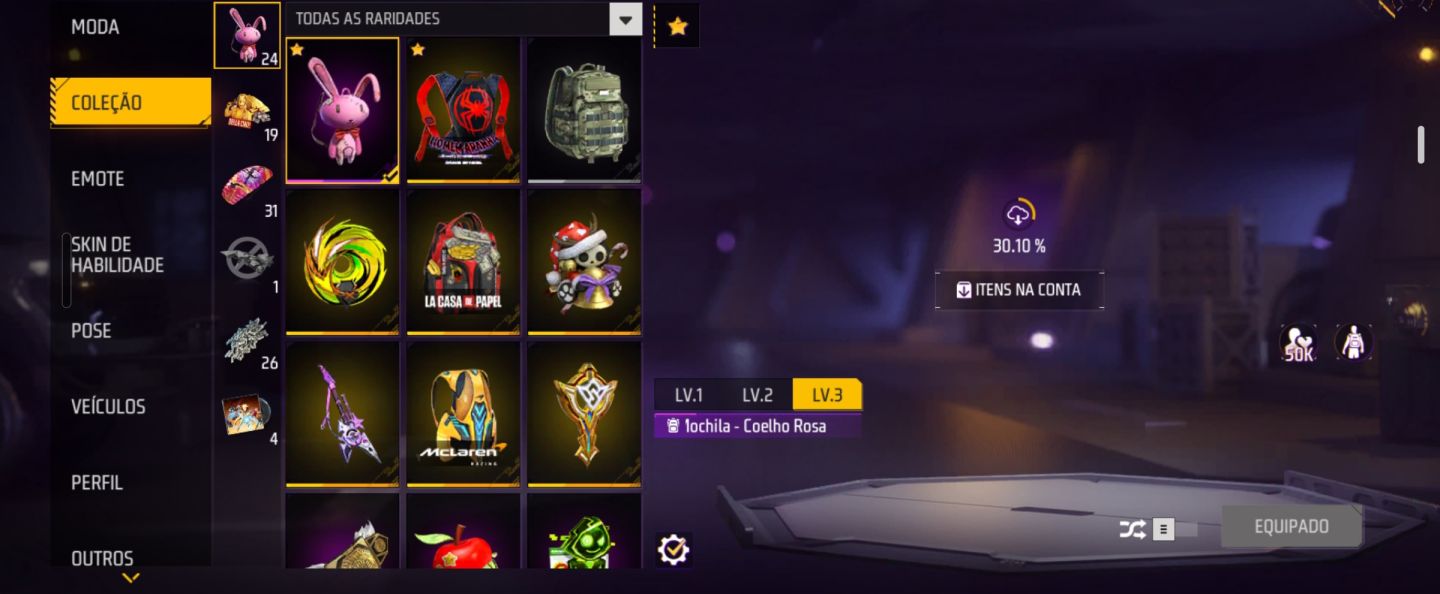 CONTA FREE FIRE COMPLETA À VENDA MUITOS ITENS RAROS