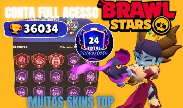 CONTA BRAWL STARS | KAZE | SIRIUS | 10 LEND+16 HIPERC+36K TROFÉUS+ BRINDE!