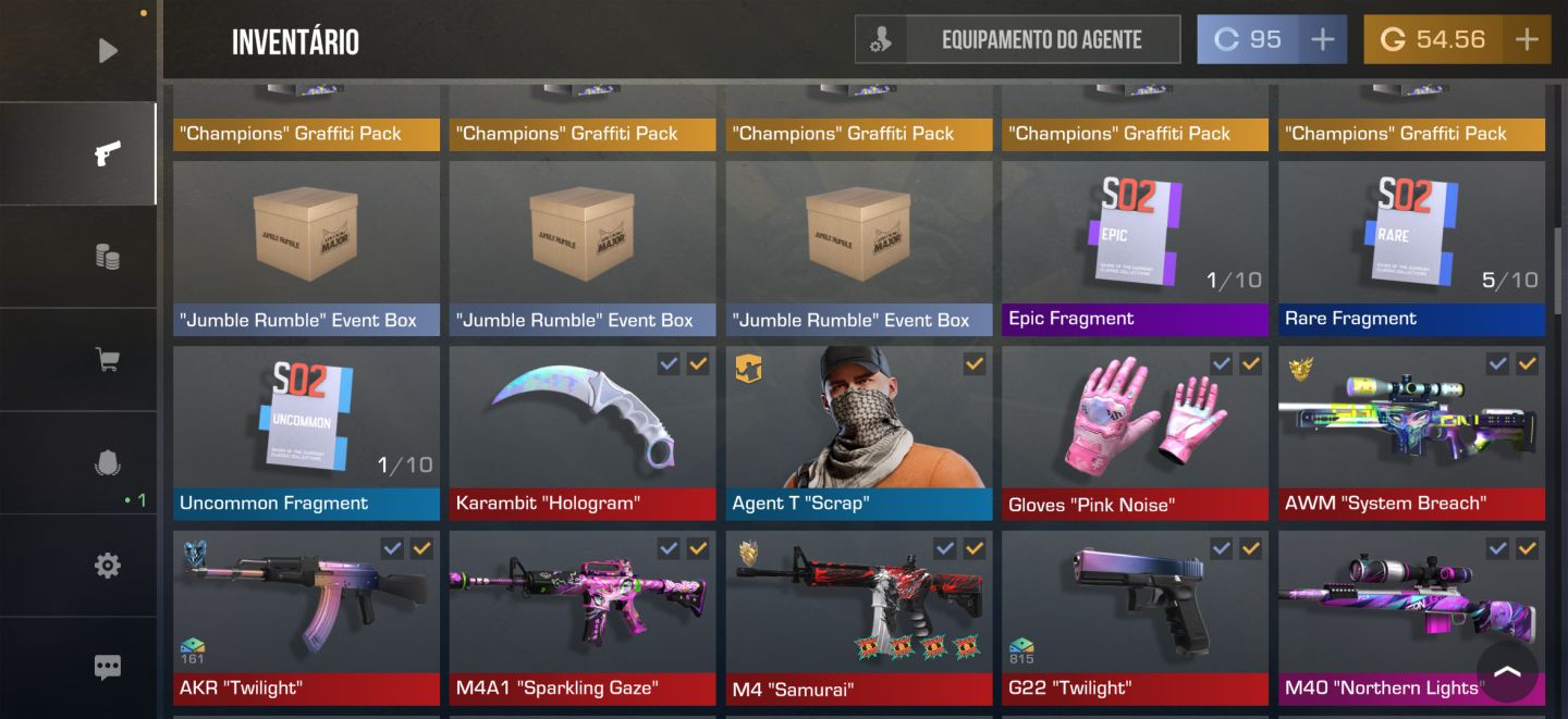 Conta standoff 2 antiga, com karambit, e luva cara, conta de 2019