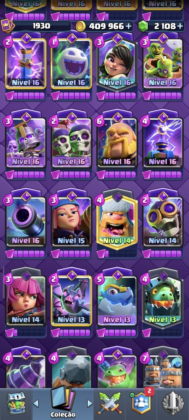 CONTA CLASH ROYALE | NIVEL 1930 | 48 CARTAS LVL 16 | 31 EVOLUÇÕES | 8 ANOS