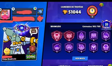 Tds os brawlers + 870 gemas + passe Bob esponja e stranger things plus
