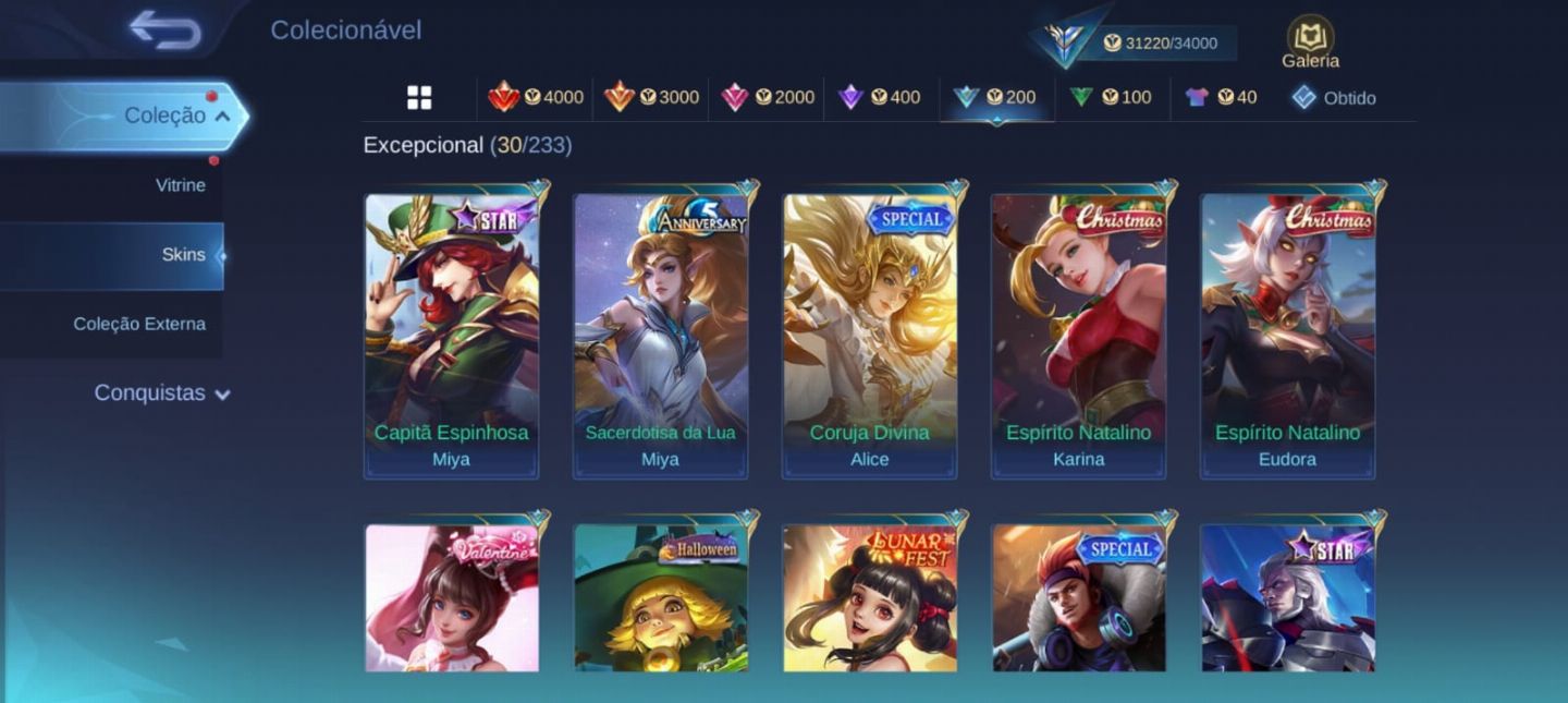 Conta NÍVEL COLECIONADOR MLBB - MOBILE LEGENDS