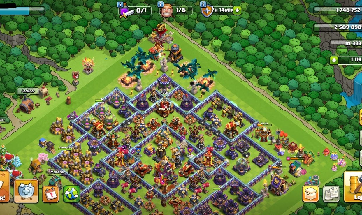 CV 16 CLASH OF CLANS COM VÁRIAS SKINS E MUITO UPADA