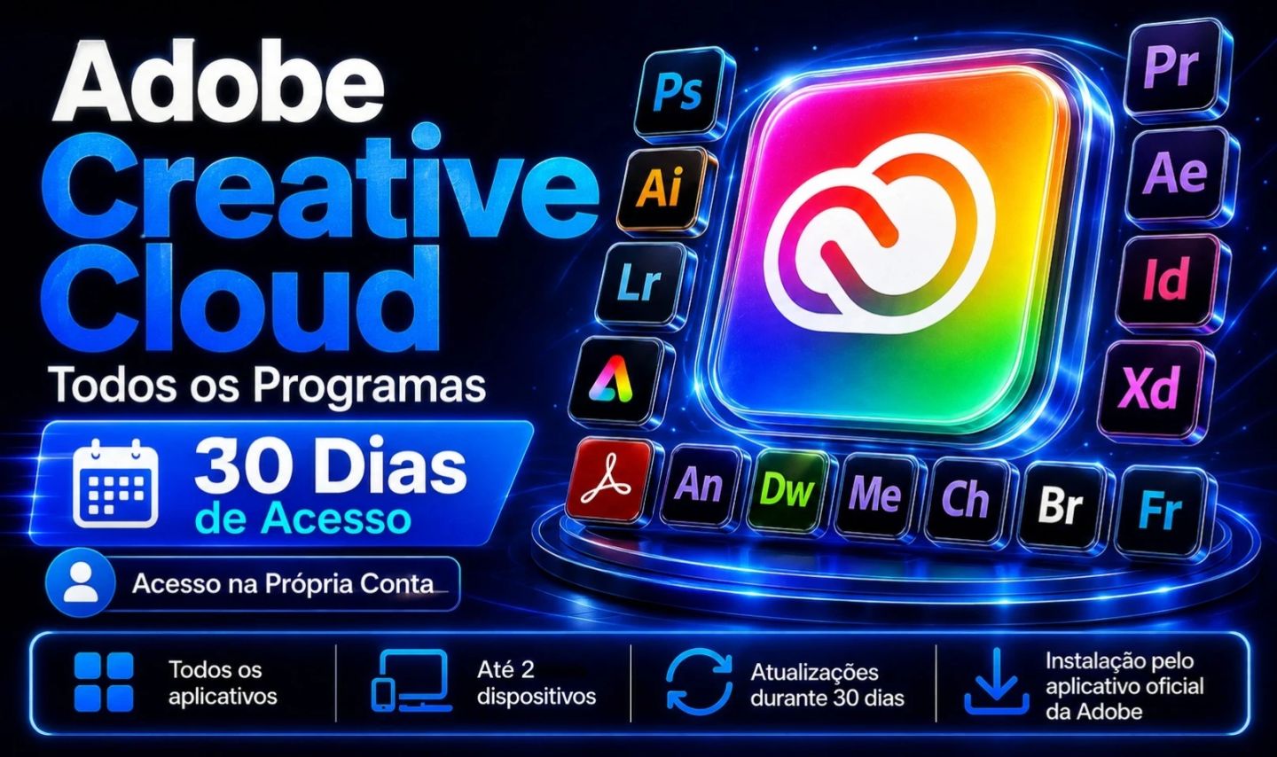 Adobe Creative Cloud Todos os Programas Acesso na Própria Conta 30 Dias 2 dispo