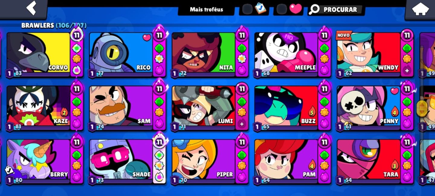 Conta Brasil star full brawlers hipercargas acessórios e poder de estrelas