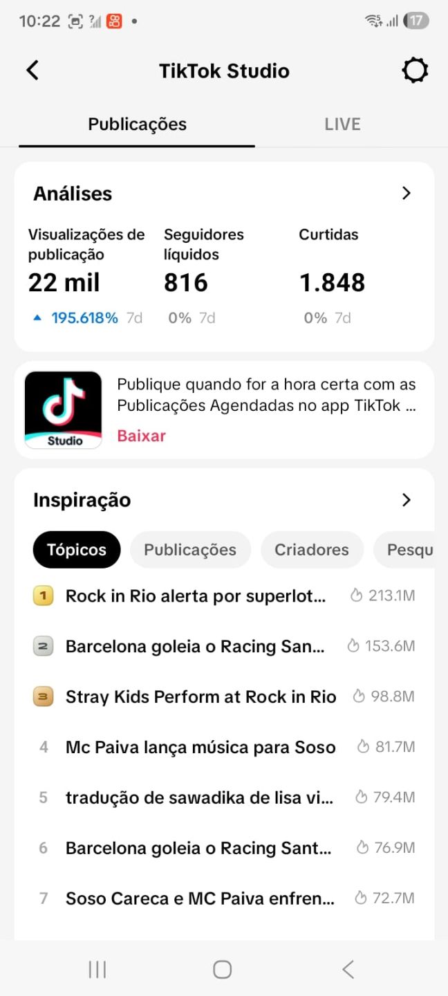 CONTA TIK TOK COM ESTÚDIO LIV DISPONÍVEL (QUALIDADE+ALTO ENGAJAMENTO)