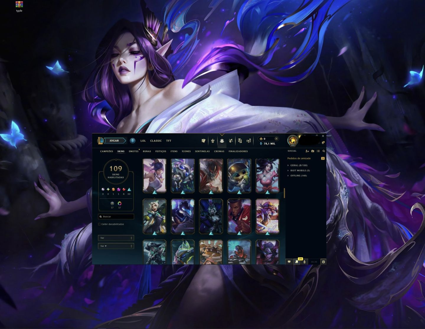 Smurf Vintage LV485 Com Skin Ultimate K/DA + 10 essência mítica