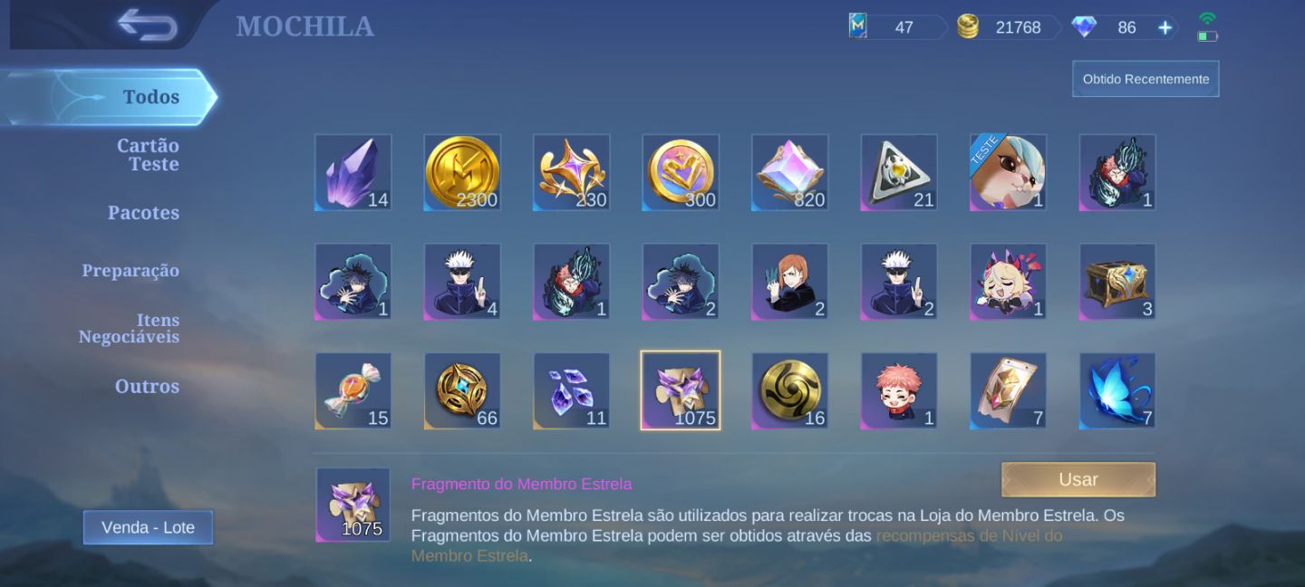 Conta Rara Antiga de MLBB