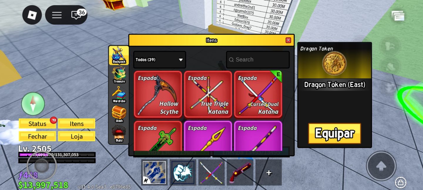 CONTA DE BLOX FRUITS COM TODAS GAMEPASS 30000bounty com Frutas perms