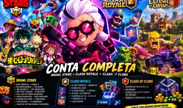 Conta Brawl stars BELLE VILÃ + CLASH ROYALE ARENA 29 12000k + CLASH OF CLANS 13