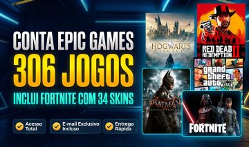 CONTA EPIC GAMES 306 JOGOS HOGWARTS LEGACY RED DEAD 2 GTA V TRILOGIA BATMAN, ETC