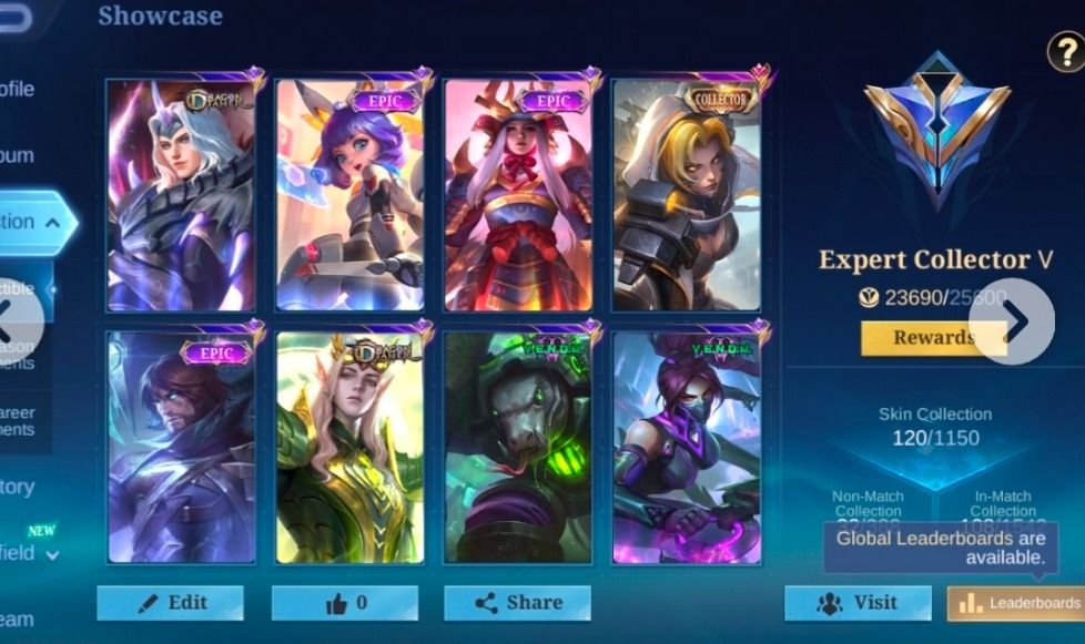 Conta mobile legends 120 skins