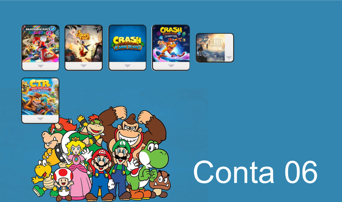 (Promoção) Várias Contas Secundárias - Nintendo Switch 1 e 2 - Mensalmente