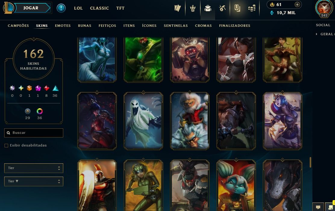 Full Acesso - 162 Skins - Todos Campeões - Level 242 - Season 2