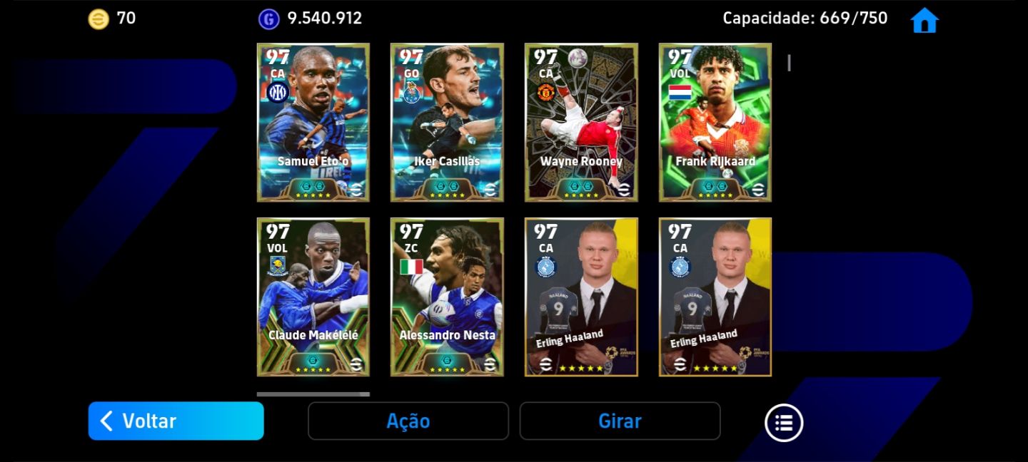 Conta efootbal endereço game recheada de cartas epicas