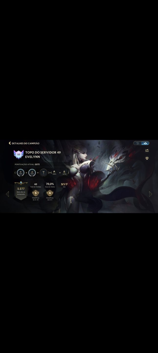 Conta de wild rift parada ex mestre ex top 50 Evelyn