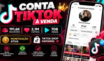 CONTA TIKTOK 191,6K SEGUIDORES | MONETIZADO | 2,1M CURTIDAS + TIKTOK SHOP