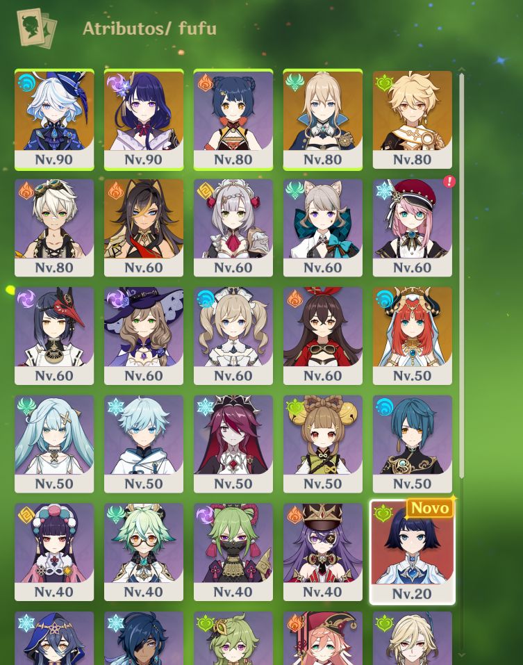 Conta genshin impact + Furina, Raiden e NIlou