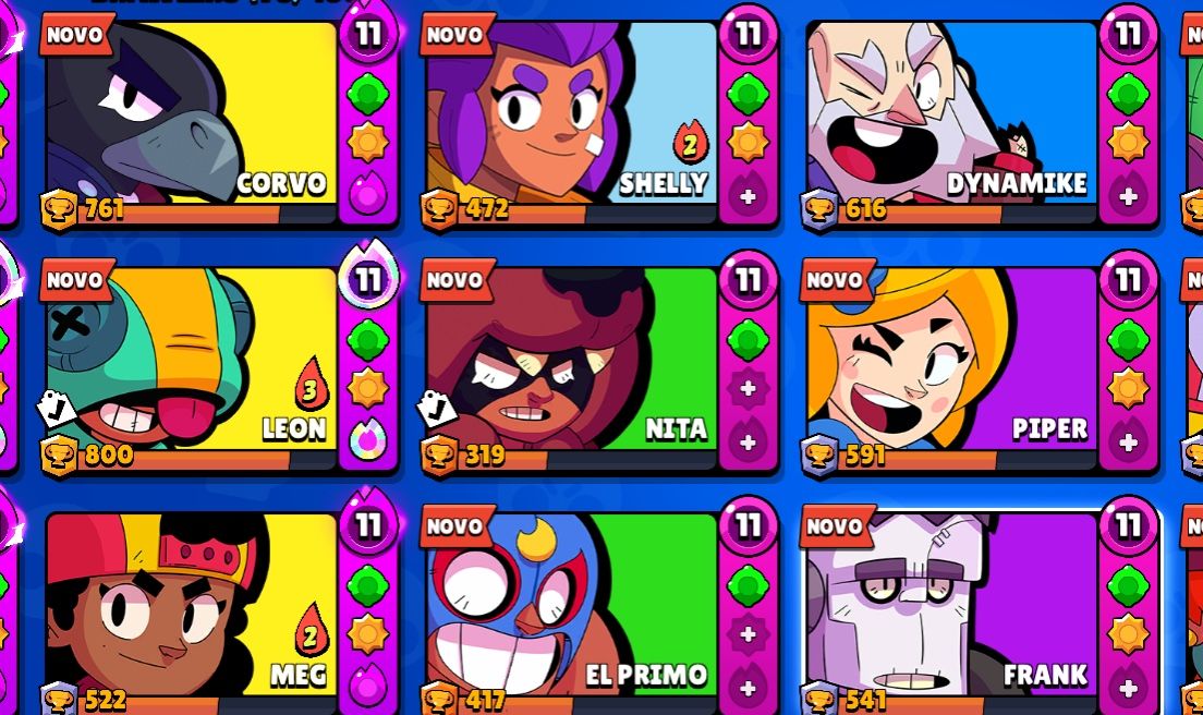 Conta de Brawl Stars com muitas skins