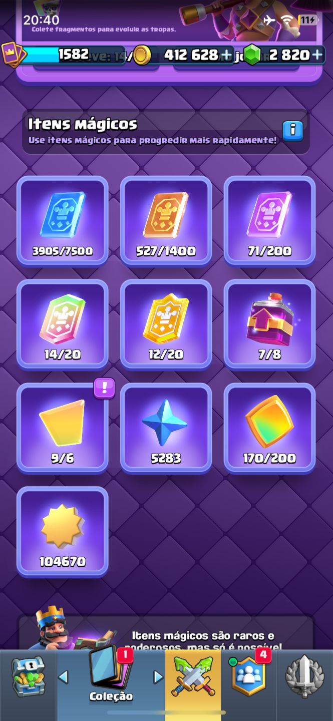 13K | 122/123 CARTAS | 2.785 GEMAS | 347K OURO | 9 CURINGAS EVO