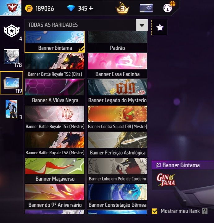 Conta de Free fire + 345 dimas