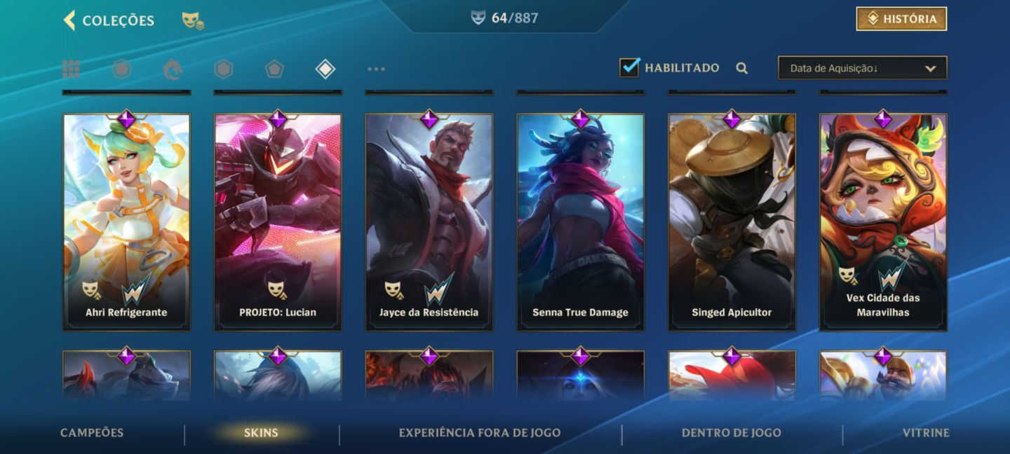 Lol wild rift,mais de 80 skins eu acho,skins de prestígio raras,e-mail sem nada