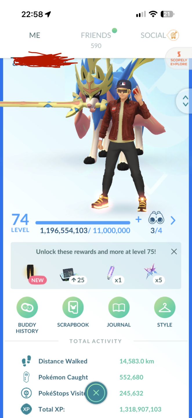 CONTA POKÉMON NÍVEL 74 ABSURDA
