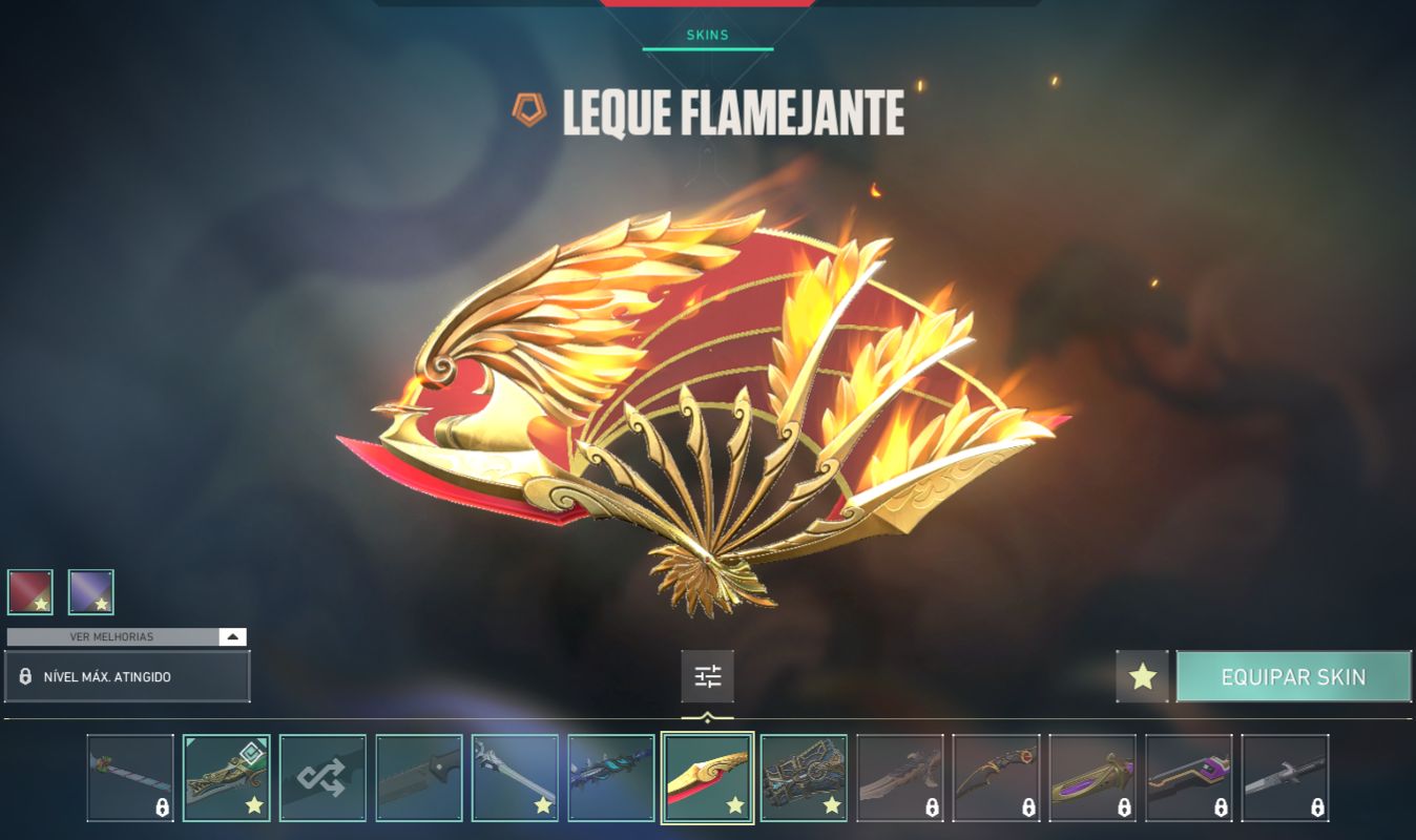 Conta valorant com leque flamejante, arcane, retribuição e ursinhos carinhosos.
