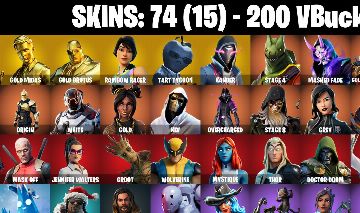 CONTA FORTNITE com Gold Midas | Gold Brutus | Rainbow Racer e 74 SKINS
