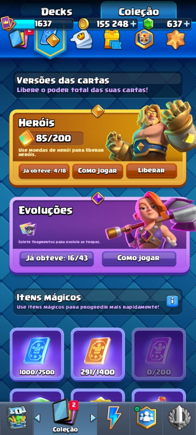 CONTA CLASH ROYALE OG 9 ANOS | 10K TROFÉUS | NÍVEL 15/16 | 637 GEMAS | 4 HERÓIS
