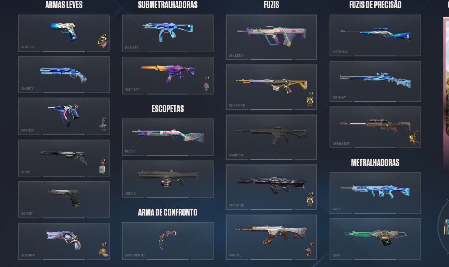 CONTA ASCENDENTE COM FACA KARAMBIT RGX E ZEROFANG, 2 VANDAL E 2 PHANTOM