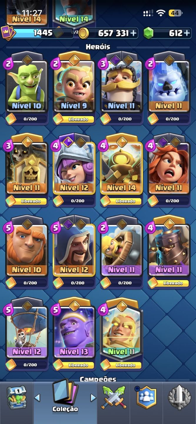 CLASH ROYALE | 8.157 TROFÉUS | 122/123 CARTAS | MESTRE I | 612 GEMAS