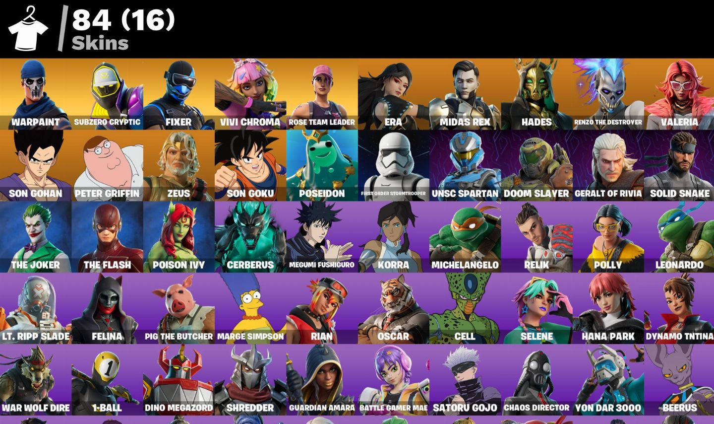 Conta Fortnite 84 skins | Goku | Son Gohan | Peter Griffin | 2450 VB