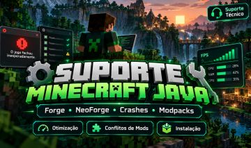 Suporte Minecraft Java | Forge, NeoForge, Crashes e Modpacks