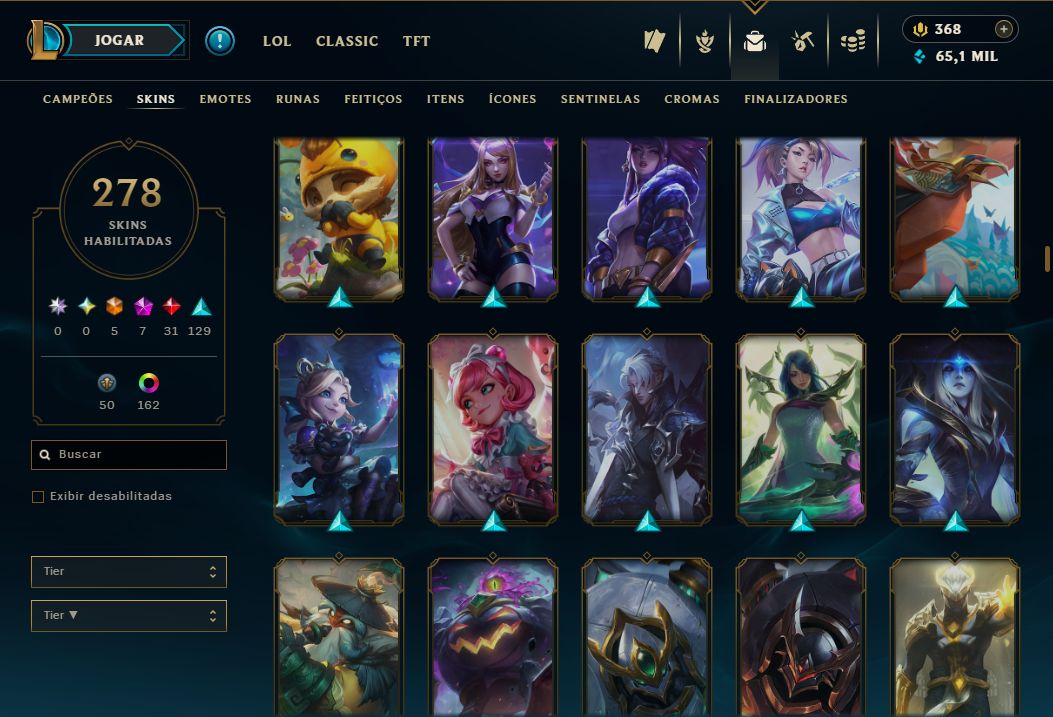 CONTA LOL: NÍVEL 773 | 278 SKINS | 5 ULTIMATE | 7 MÍTICAS | 31 LENDÁRIAS