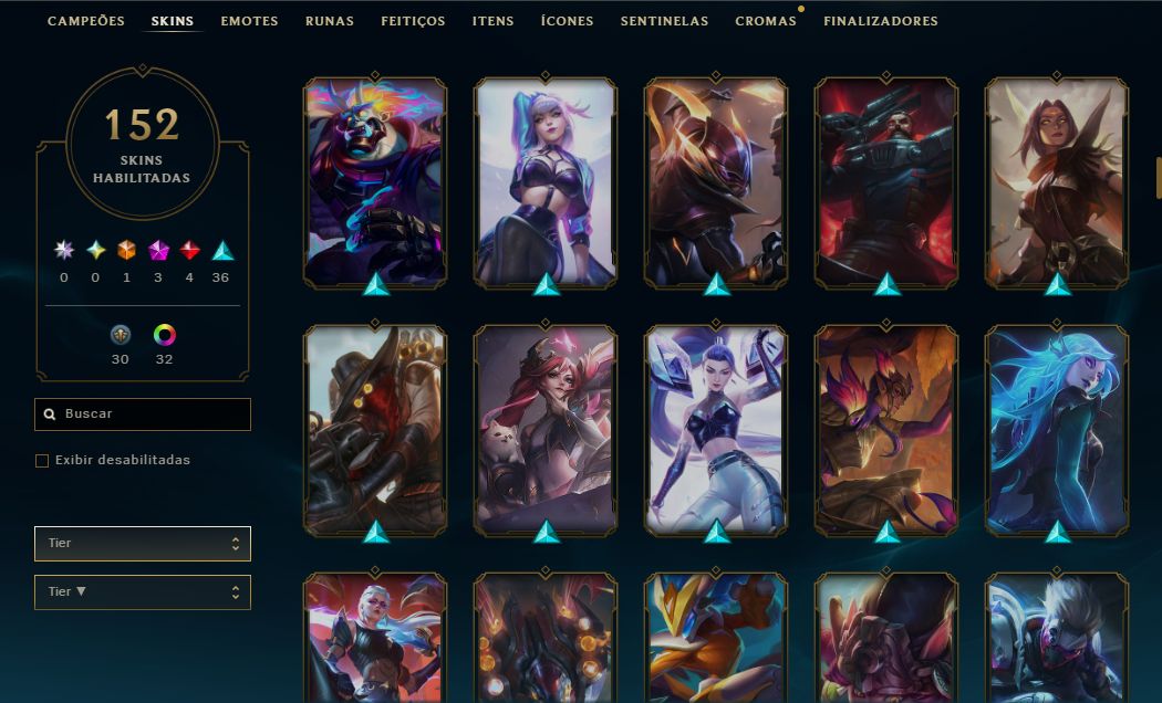 CONTA LOL | 152 SKINS | SEASON 2019