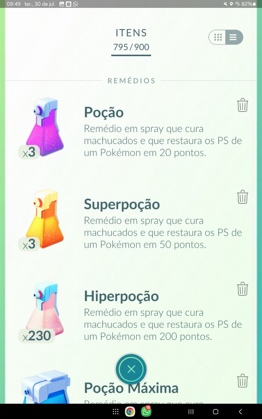 Conta de pokemon go de 2016