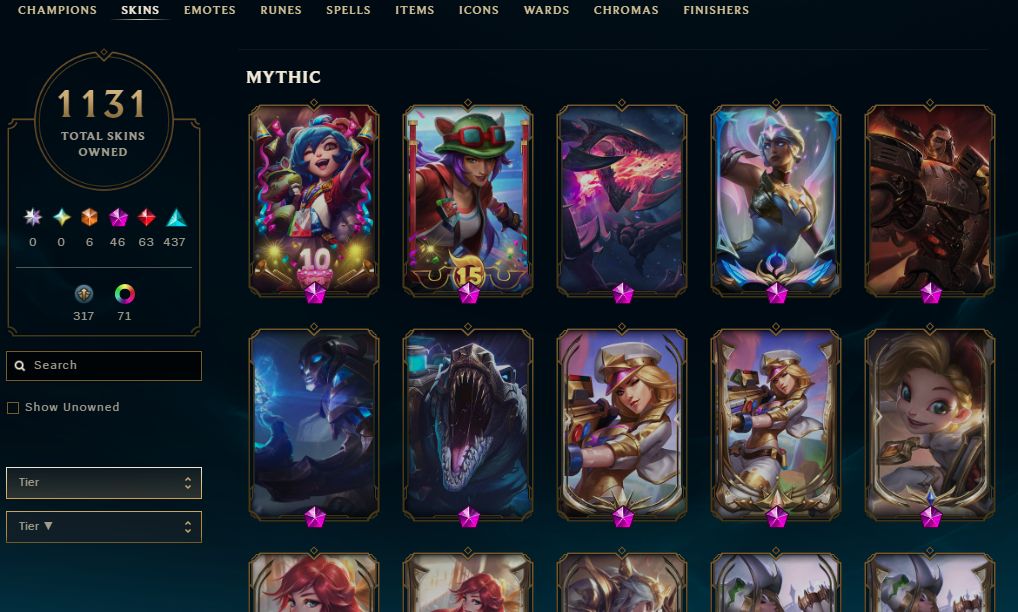 1131 SKINS, 71 CHROMAS - CONTA DE LEAGUE OF LEGENDS