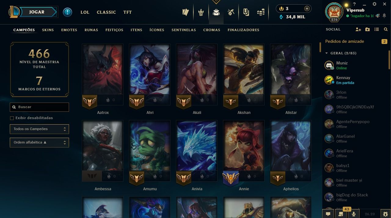 CONTA SMURFF 15 ANOS / NV 278 / 111 SKINS + EMOJIS + SENTINELAS