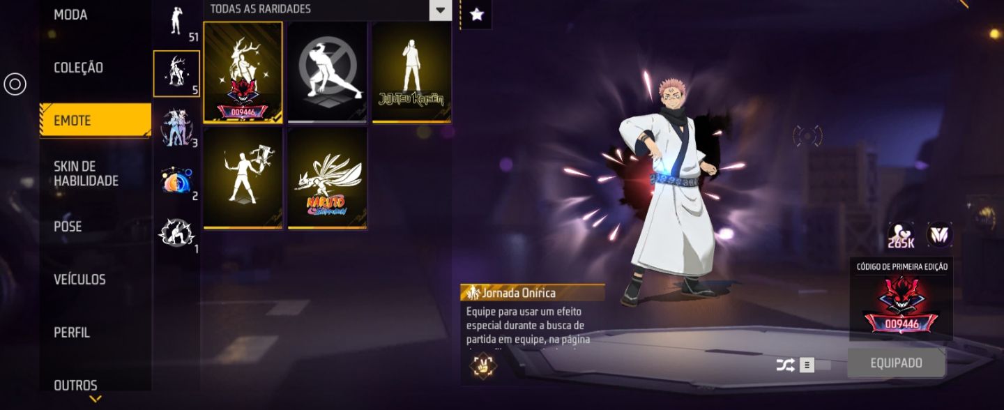 Conta Free Fire - Vários Itens e Conjuntos - Parcerias
