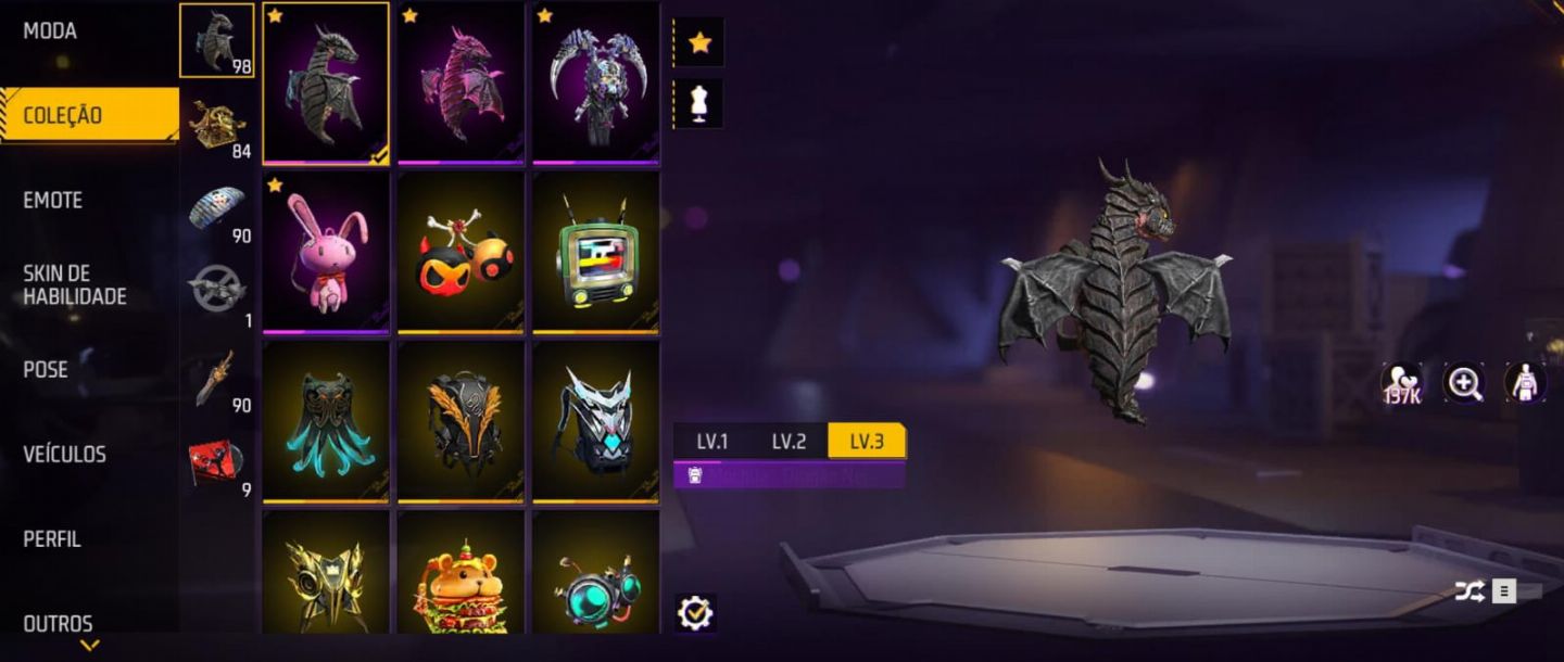 Conta free fire LVL 71 Gemada