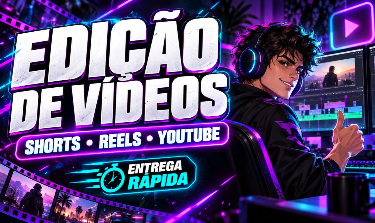 EDIÇÃO DE VÍDEOS PROFISSIONAL | Shorts, Reels e YouTube com entrega de 2 dias