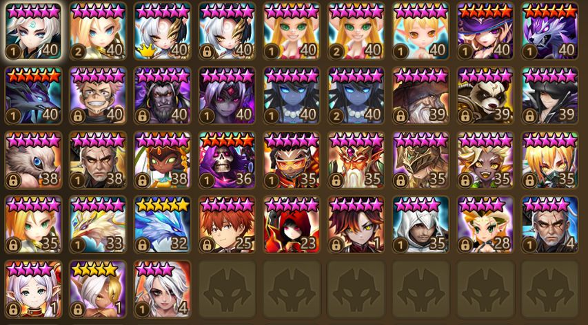 Conta Summoners War, Global, 2 LDs Belzebu e Hanwul (pintor de luz), +56 nat 5