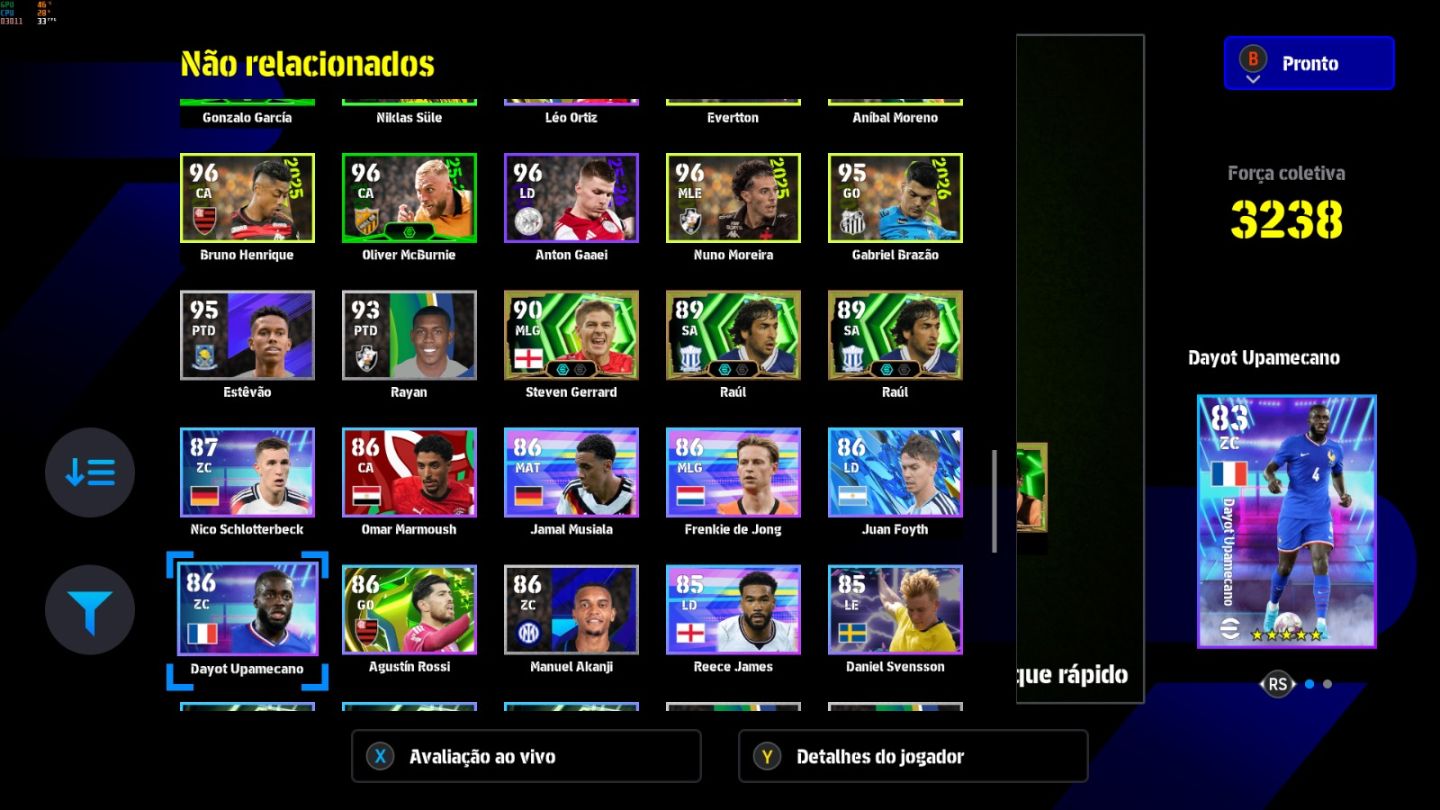 Conta PC Steam Baggio 108, Eric Cantona 106, Declan Rice 106, Nesta 107 e CIA