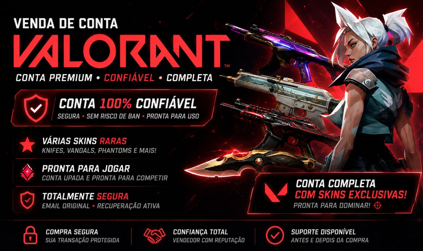 CONTA VALORANT + SKINS RARAS - EDIÇÃO LIMITADA