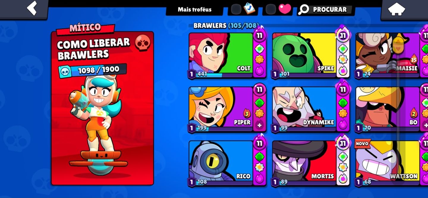 Brawl Stars | 105 Brawlers | 52.252 Troféus | Skins Raras | Faltam 3 para Full!
