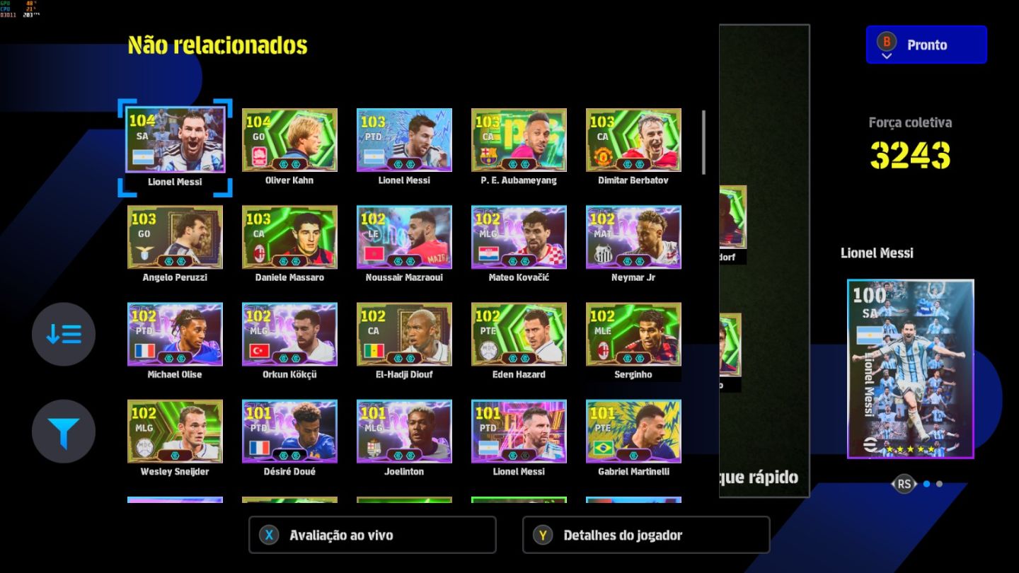 Conta PC Steam Halland 108, Van Der Sar 108, Seedorf 105, Rui Costa 106 e CIA