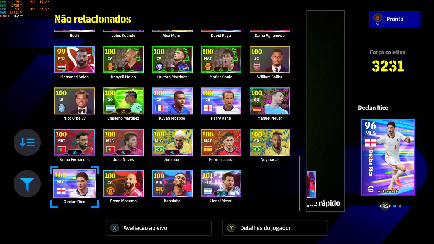 CONTA EFOOTBALL STEAM 3231| BALE 108 |DESAILLY 108|THURAN 107|AGÜERO 105|CR7 105